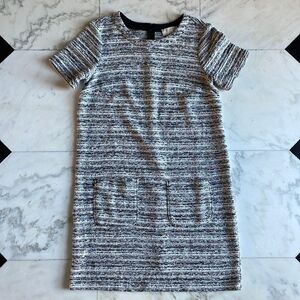 LOFT Outlet Petite White & Black Tweed Dress